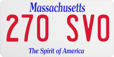 MA license plate 270SV0