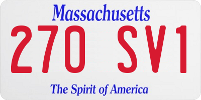 MA license plate 270SV1