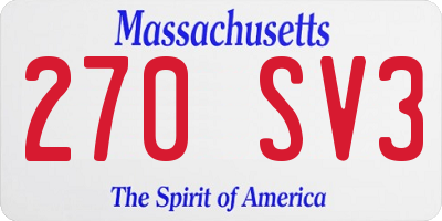 MA license plate 270SV3