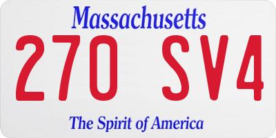 MA license plate 270SV4