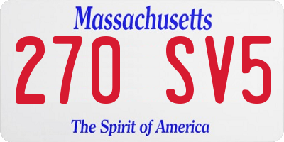 MA license plate 270SV5