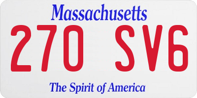 MA license plate 270SV6