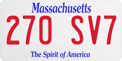 MA license plate 270SV7