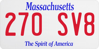 MA license plate 270SV8