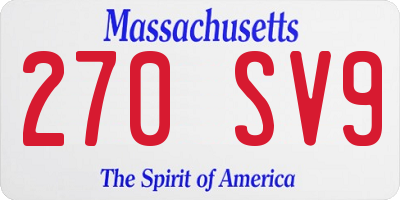 MA license plate 270SV9