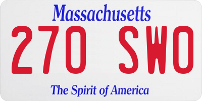 MA license plate 270SW0