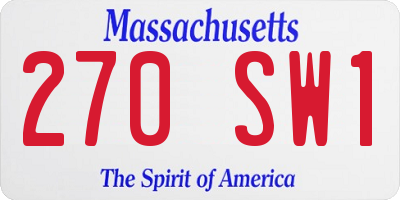 MA license plate 270SW1