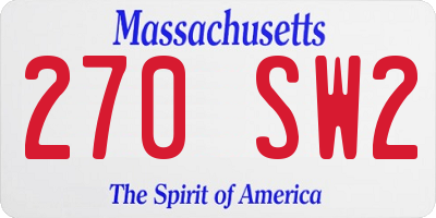MA license plate 270SW2