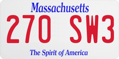 MA license plate 270SW3