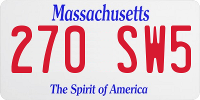MA license plate 270SW5