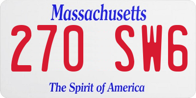 MA license plate 270SW6