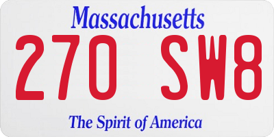 MA license plate 270SW8