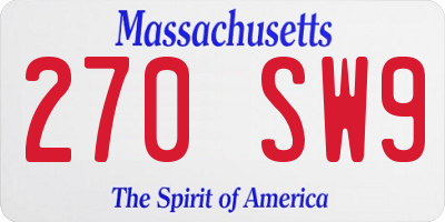 MA license plate 270SW9