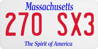 MA license plate 270SX3