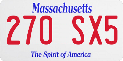 MA license plate 270SX5
