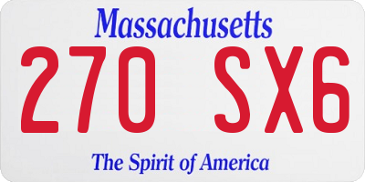 MA license plate 270SX6