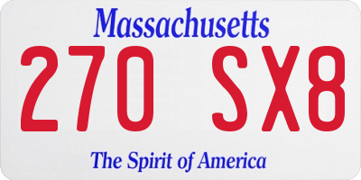 MA license plate 270SX8