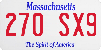 MA license plate 270SX9