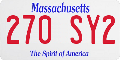MA license plate 270SY2
