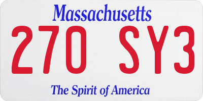 MA license plate 270SY3