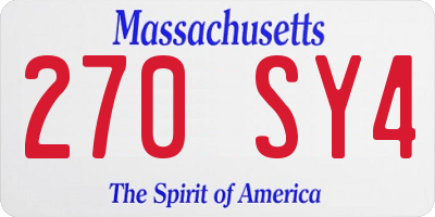 MA license plate 270SY4