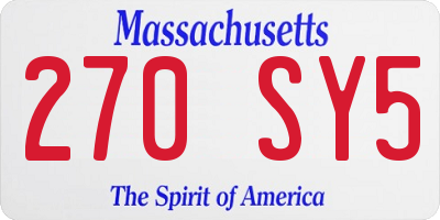 MA license plate 270SY5