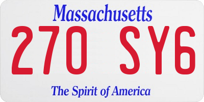 MA license plate 270SY6