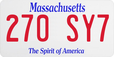 MA license plate 270SY7