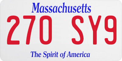 MA license plate 270SY9