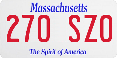 MA license plate 270SZ0