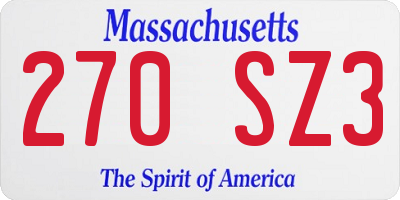 MA license plate 270SZ3