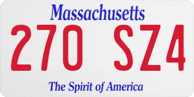 MA license plate 270SZ4