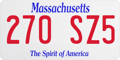MA license plate 270SZ5