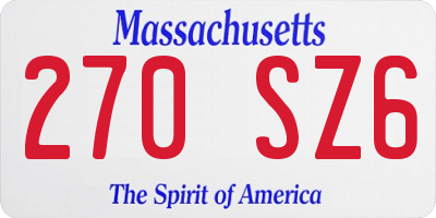 MA license plate 270SZ6