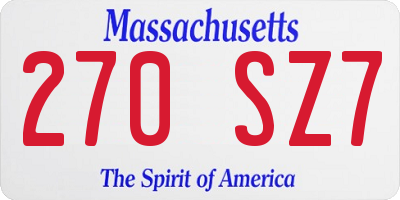 MA license plate 270SZ7