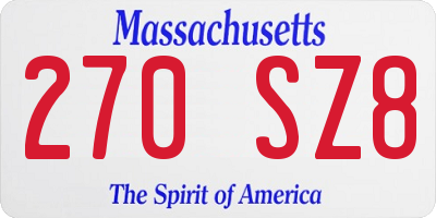 MA license plate 270SZ8