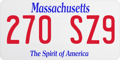 MA license plate 270SZ9