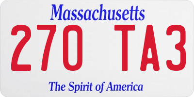 MA license plate 270TA3
