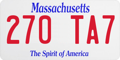 MA license plate 270TA7