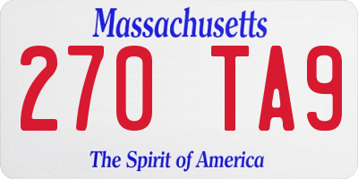 MA license plate 270TA9