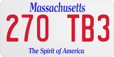 MA license plate 270TB3