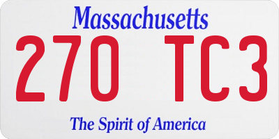 MA license plate 270TC3