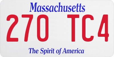 MA license plate 270TC4