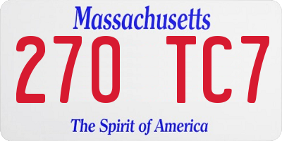 MA license plate 270TC7