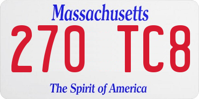 MA license plate 270TC8