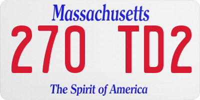 MA license plate 270TD2