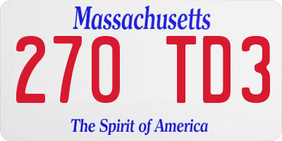 MA license plate 270TD3