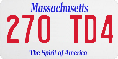 MA license plate 270TD4