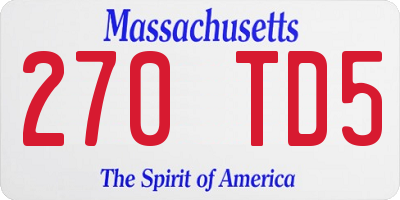 MA license plate 270TD5