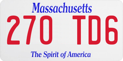 MA license plate 270TD6